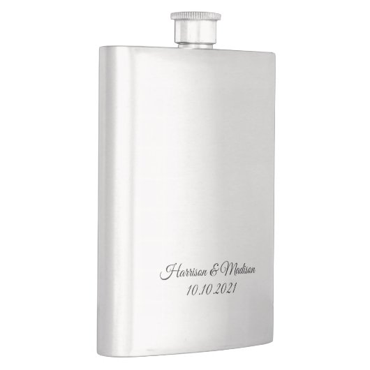 Eleganter, benutzerdefinierter Text-Chic Hochzeits Flachmann (Rechts)