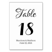 Eleganter, benutzerdefinierter Text mit schwarzem  Tischnummer (Rückseite)