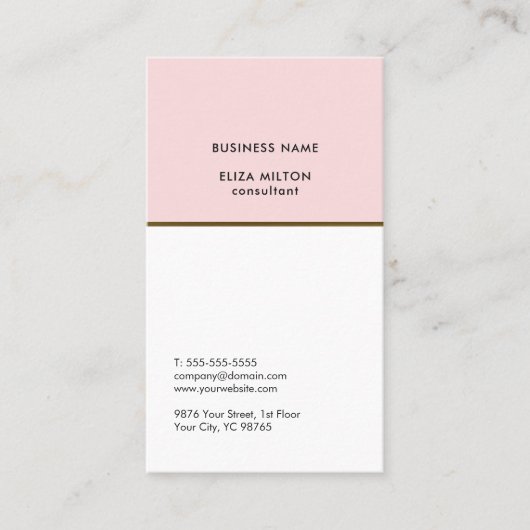 Eleganter Berater in weißem, hellrosa Kupfer Visitenkarte (Vorderseite)