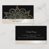 Eleganter Beruflich Mandala Black Yoga Instructor Visitenkarte (Vorne/Hinten)