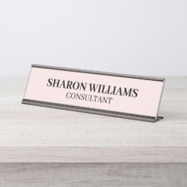 Eleganter Beruflich rosa Minimalistischer Schreibt Schreibtischnamensplakette