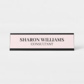 Eleganter Beruflich rosa Minimalistischer Schreibt Schreibtischnamensplakette (Vorderseite )