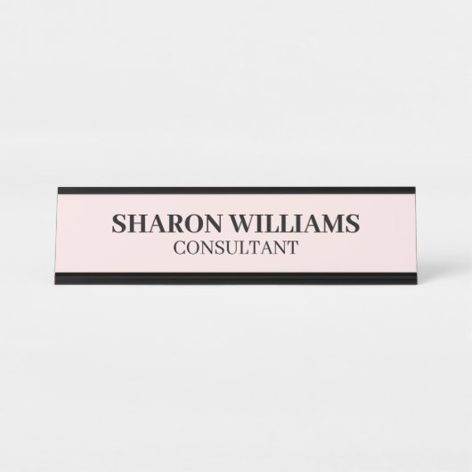 Eleganter Beruflich rosa Minimalistischer Schreibt Schreibtischnamensplakette (Vorderseite )