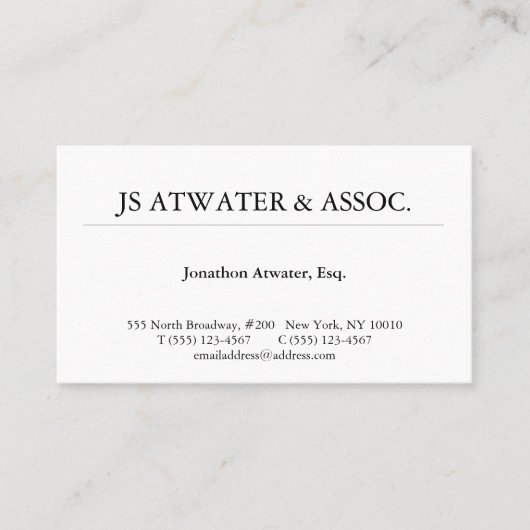 Eleganter Beruflicher Anwalt Visitenkarte (Vorderseite)