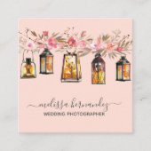 Eleganter beruflicher Blumenhochzeits-Fotograf Quadratische Visitenkarte (Vorderseite)
