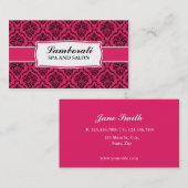 Eleganter beruflicher Damast-Blumenmuster-Salon Visitenkarte (Vorne/Hinten)