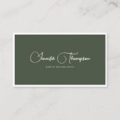 Eleganter Beruflicher dunkelgrüner QR-Code Visitenkarte (Vorderseite)