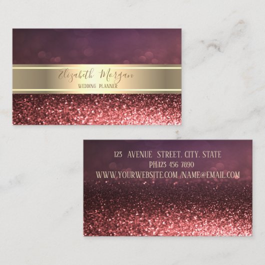 Eleganter Beruflicher Glitzer Bokeh,Goldrand Visitenkarte (Vorne/Hinten)