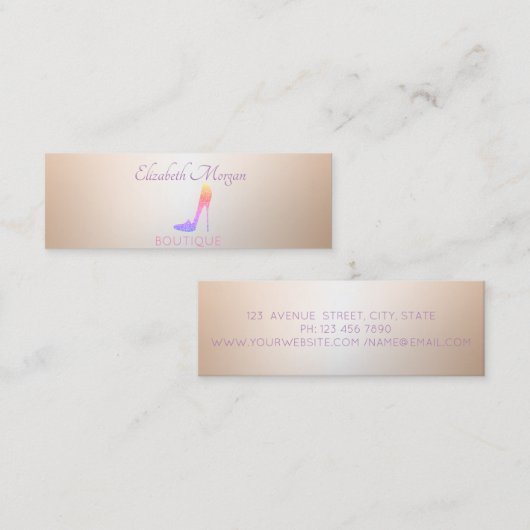 Eleganter Beruflicher Glitzer High Heel Mini Visitenkarte (Vorne/Hinten)