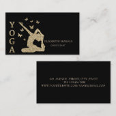 Eleganter Beruflicher Glitzer Silhouette Yoga Visitenkarte (Vorne/Hinten)