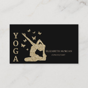 Eleganter Beruflicher Glitzer Silhouette Yoga Visitenkarte