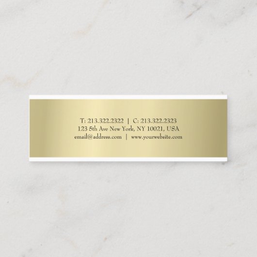 Eleganter Beruflicher Goldene Look Minimalistisch Mini Visitenkarte (Rückseite)