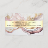 Eleganter Beruflicher Goldstreifen Rosa Marmor Visitenkarte (Rückseite)