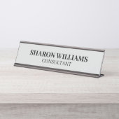 Eleganter Beruflicher hellgrauer Minimalistischer Schreibtischnamensplakette (Vorderseite )