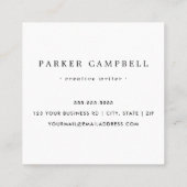 Eleganter beruflicher Minimalist an der blauen Gre Quadratische Visitenkarte (Rückseite)