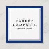 Eleganter beruflicher Minimalist an der blauen Gre Quadratische Visitenkarte (Vorderseite)