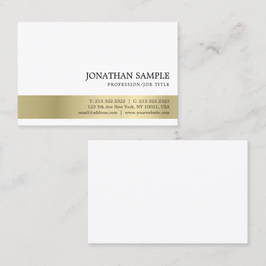 Eleganter Beruflicher, moderner, stilvoller Golden Visitenkarte (Vorne/Hinten)
