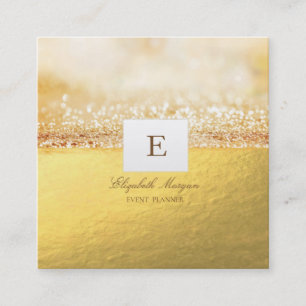 Eleganter Beruflicher Monogram Gold Glitzer Bokeh Quadratische Visitenkarte
