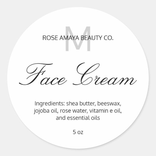 Eleganter Beruflicher Monogram Kosmetischer Wellne Runder Aufkleber (Vorderseite)