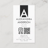 Eleganter Beruflicher Monogram Minimal QR Code Visitenkarte (Rückseite)
