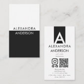Eleganter Beruflicher Monogram Minimal QR Code Visitenkarte (Vorne/Hinten)