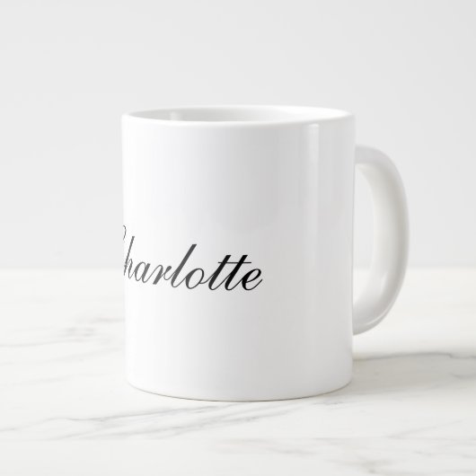 Eleganter Beruflicher Name Schlicht Schwarz-weiß Jumbo-Tasse (Vorderseite Rechts)