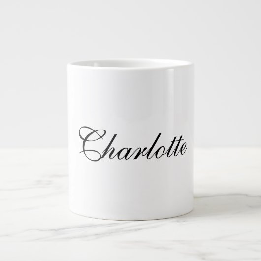 Eleganter Beruflicher Name Schlicht Schwarz-weiß Jumbo-Tasse (Vorderseite)