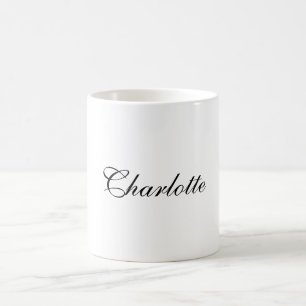 Eleganter Beruflicher Name Schlicht Schwarz-weiß Kaffeetasse