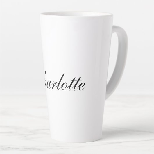 Eleganter Beruflicher Name Schlicht Schwarz-weiß Milchtasse (Rechte Ecke)