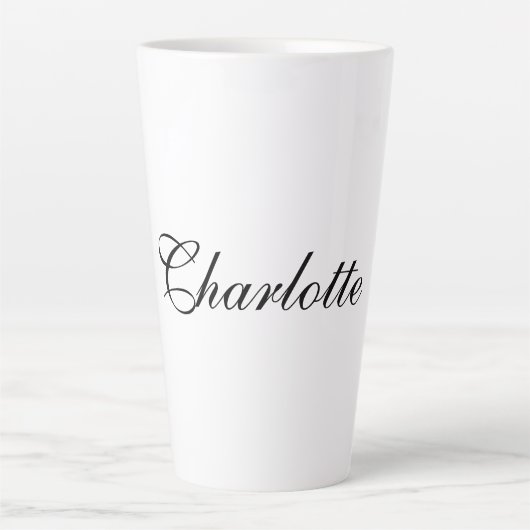 Eleganter Beruflicher Name Schlicht Schwarz-weiß Milchtasse (Vorderseite)