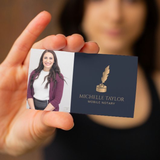 Eleganter Beruflicher Navy-Mobile-Notar-QR-Code Visitenkarte