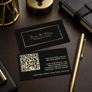 Eleganter Beruflicher QR-Code für Black & Gold Visitenkarte