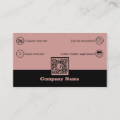 Eleganter Beruflicher QR-Code Schwarz & Rosa Visitenkarte (Rückseite)