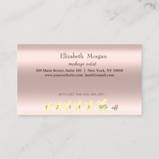 Eleganter Beruflicher Rahmen, Gold Hearts Rose Gol Treuekarte (Rückseite)