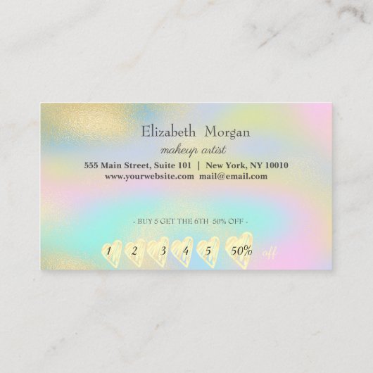 Eleganter Beruflicher Rahmen, goldenes Herz - Holo Treuekarte (Rückseite)