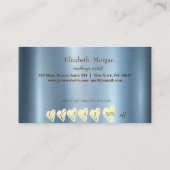 Eleganter Beruflicher Rahmen, Herz Blue Metallic Treuekarte (Rückseite)