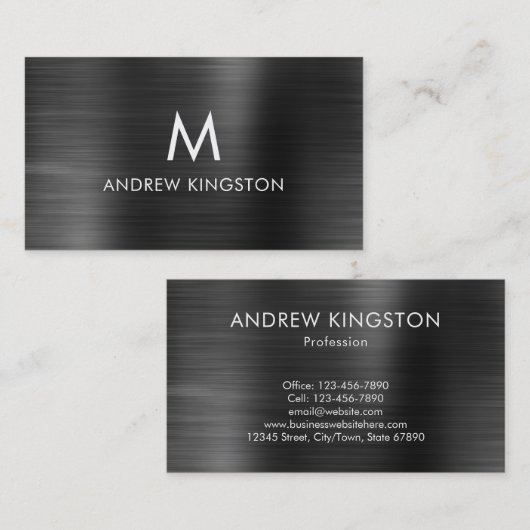 Eleganter Beruflicher schwarzer Graustahl Visitenkarte (Vorne/Hinten)