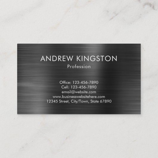 Eleganter Beruflicher schwarzer Graustahl Visitenkarte (Rückseite)