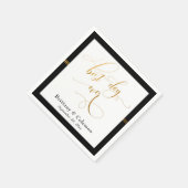 Eleganter Best Day Ever Black & Gold Streifen Serviette (Ecke)