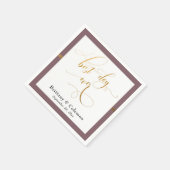 Eleganter Best Day Ever Mauve Pink & Gold Streifen Serviette (Ecke)