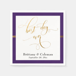 Eleganter Best Day Ever Tief Lila und goldener Str Serviette