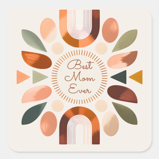 Eleganter Best Mom Ever Boho Aufkleber (Vorderseite)