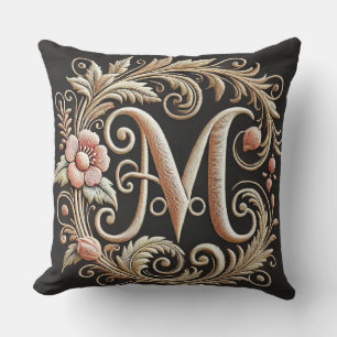 Eleganter bestickter Buchstabe M Kissen