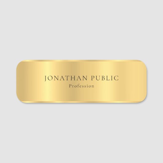 Eleganter bezaubernder Goldblick-moderner Namensschild (Vorderseite)