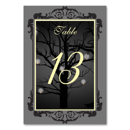 Eleganter bezauberter Forest Gothic-Blüh Tischnummer (Vorderseite)