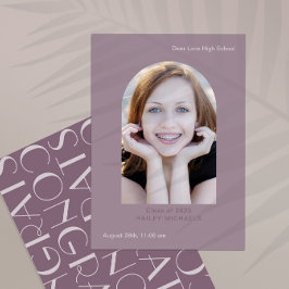 Eleganter Big Type Foto Abschluss Plum Einladung