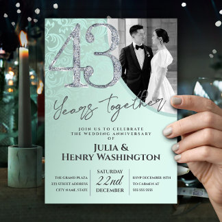 Eleganter Bilderrahmen 43. Hochzeitstag   Einladung