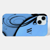 Eleganter Bildlauf auf Blue Monogram oder Initial Case-Mate iPhone Hülle (Rückseite (Horizontal))