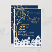 ELEGANTER BIRTHDAY CART MIT BAUM RSVP KARTE (Vorne/Hinten)