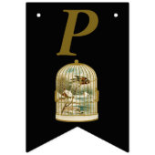 Eleganter Birthday Gold Weißer Vogelkäfig Schnee Wimpelkette (Dritte Fahne)